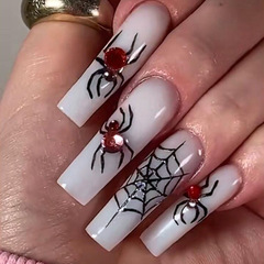 Engraved 3D Dark Spider Water Diamond Nail Art Sticker Halloween Wearable Nail Art False Nail Sticker Complete Set Wholesale