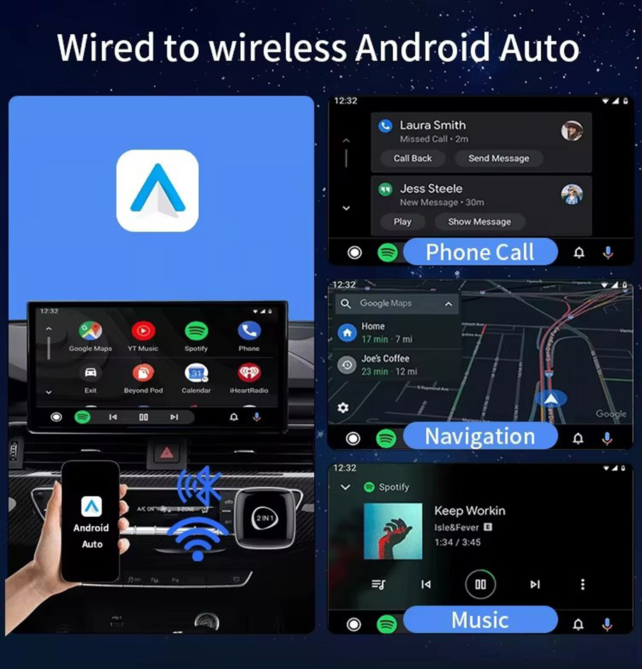 Cross-Border Factory Source Mini Adapter for Apple and Android 2-in-1 Wired to Wireless Carplay Box