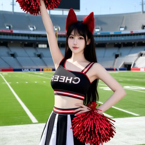 European and American sexy hot girl letter-print contrast-color slim-fit mid-length skirt—cheerleading performance uniform set