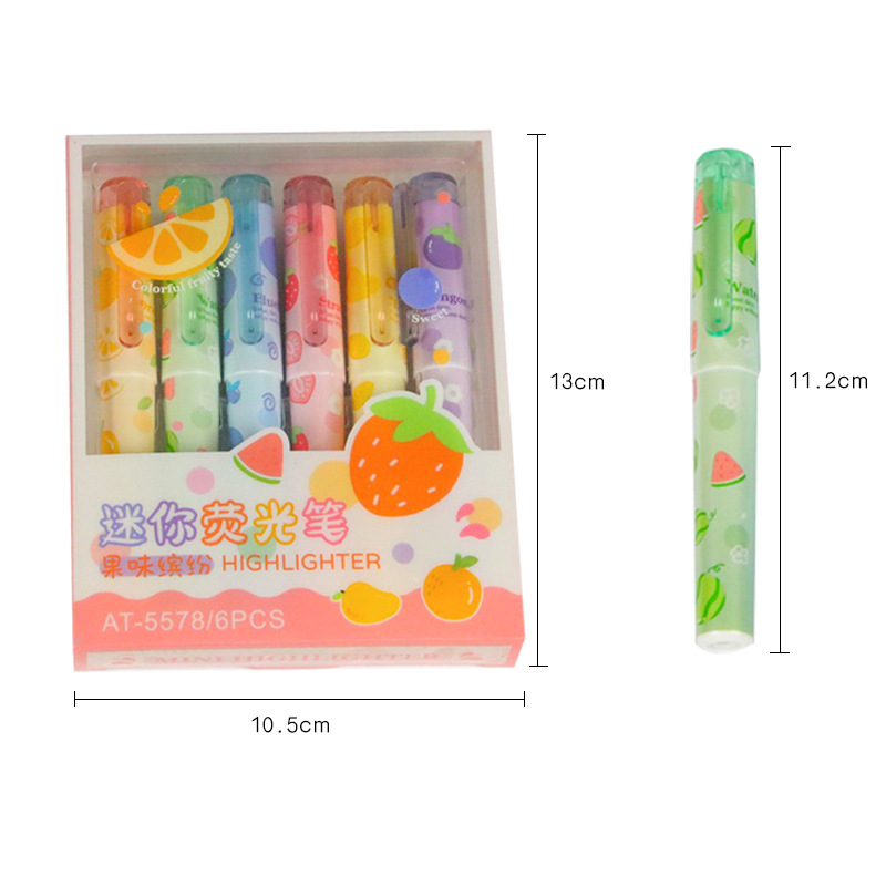 Mini resaltador de bolsillo creativo, resaltador portátil de protección ocular de cabeza suave, resaltador de conocimiento para estudiantes