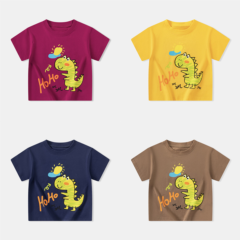 Betop ropa para niños coreanos camiseta de manga corta para niños verano dinosaurio niño bebé ropa de media manga transfronteriza suelta al por mayor