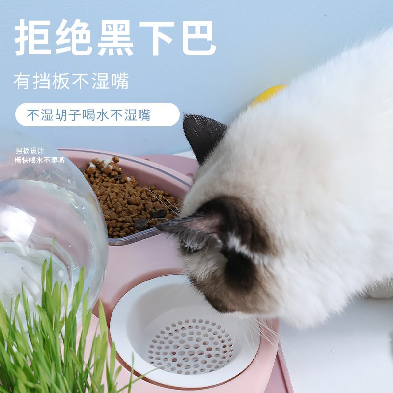 Multi-Función de alimentador de gato automático beber Pet Bowl gato hierba cuenca antidetonantes vajilla gato tazón de arroz tazón de agua