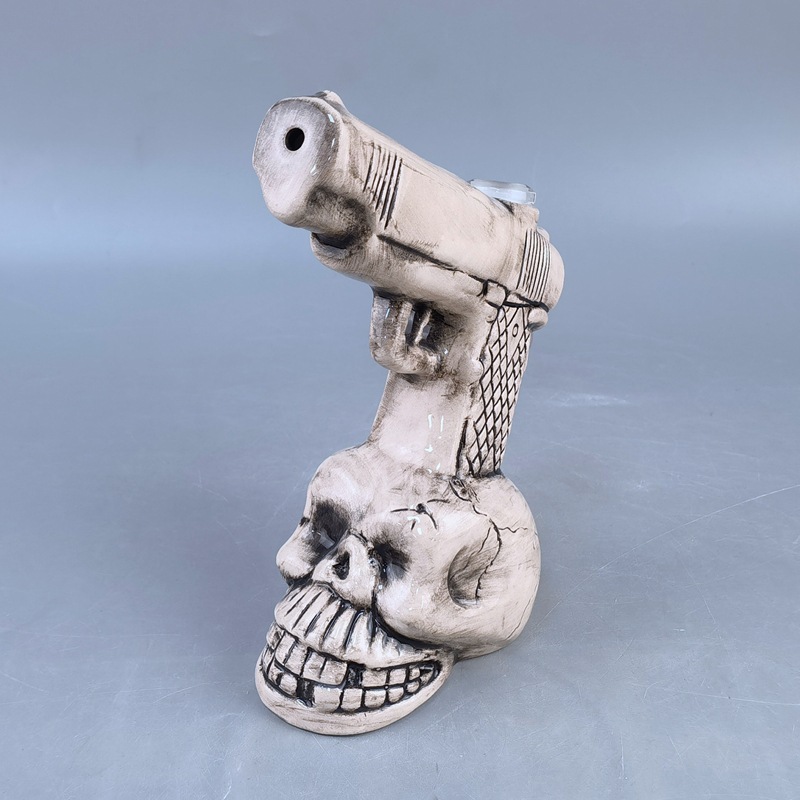 Personalidad transfronteriza estilo único retro calavera cerámica arma de hookah accesorios hookah adornos de escritorio