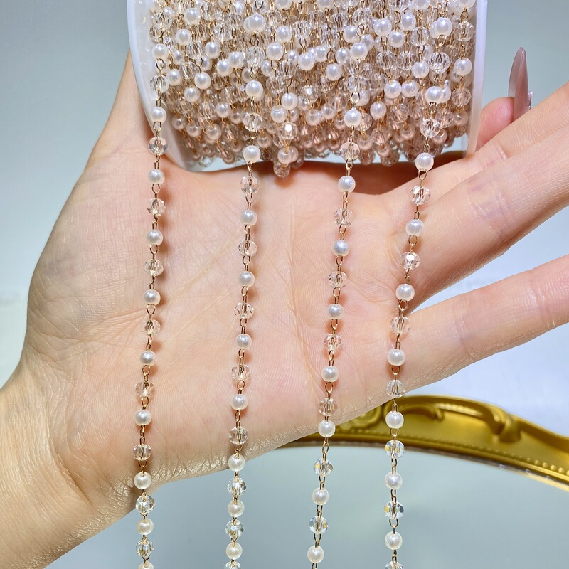 DIY Chain 4mm Pearl Crystal Chain Loose Chain Ancient Style Hanfu Tassel Chain Material Lolita Bead Accessories DIY Chain 4mm Pearl Crystal Chain Loose Chain Ancient Style Hanfu Tassel Chain Material Lolita Bead Accessories
