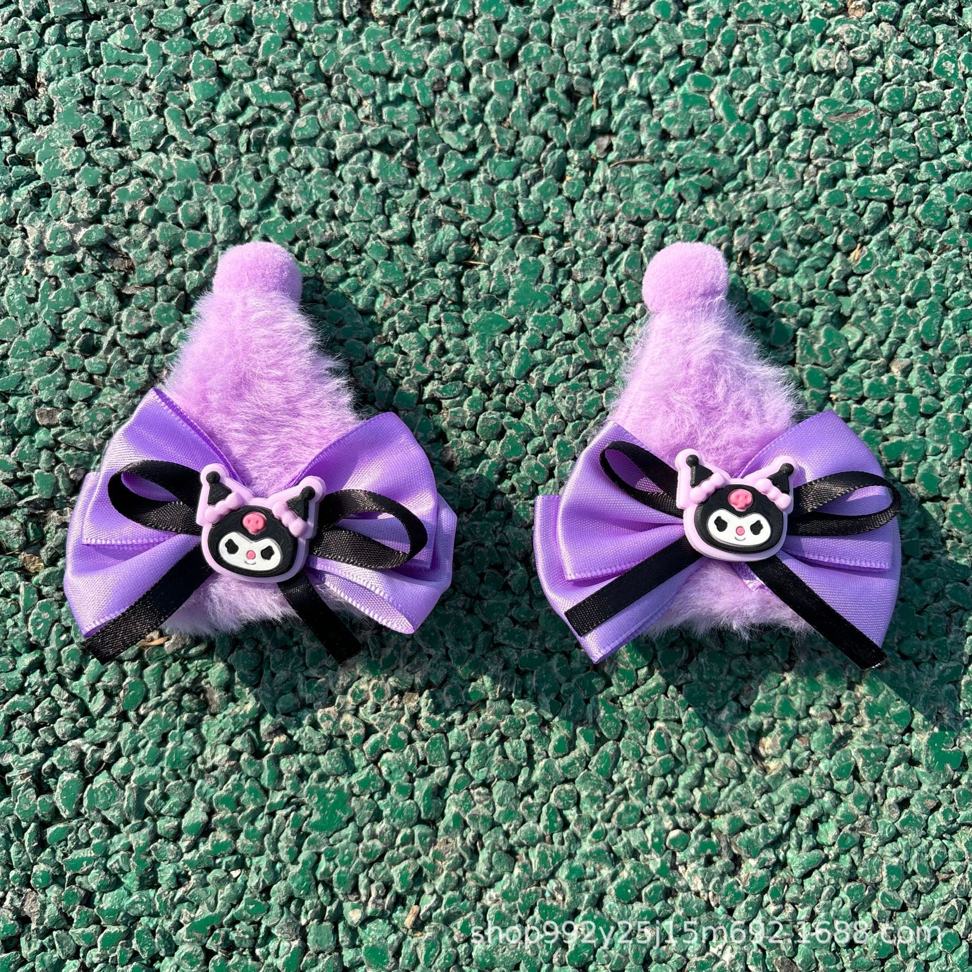 Electric Motorcycle Accessories Cartoon Doll Kuromi Ears Plush Detachable