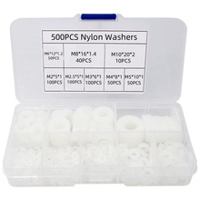 500套装白色尼龙平垫PA66绝缘胶垫圈盒装