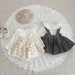 Spring and autumn baby suspender skirt Korean style baby girl floral suspender skirt fashionable and cute suspender skirt