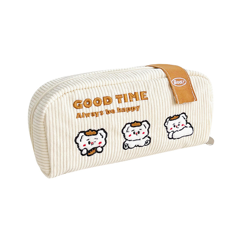 Lindo estuche de lápices bordado ins bolsa de papelería de gran capacidad caja de papelería de estudiante bolsa de lápiz simple bolsa de almacenamiento de cosméticos