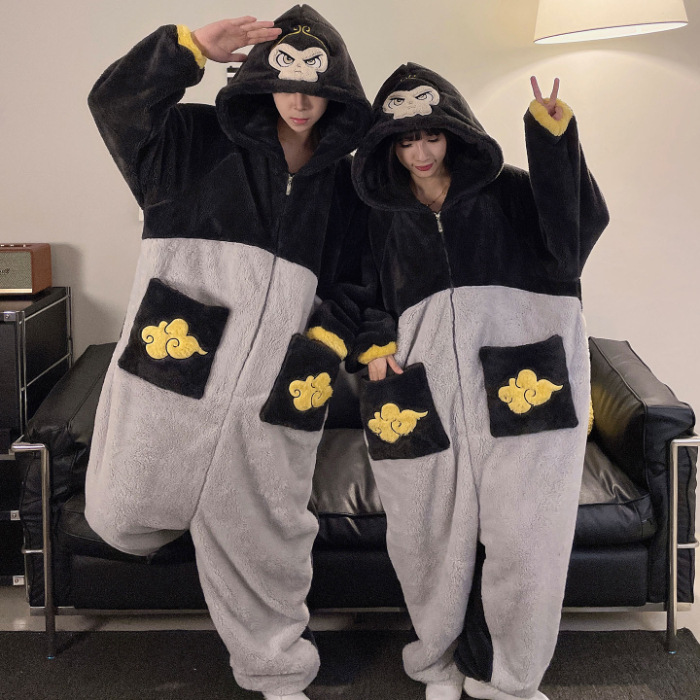 2025 nueva pareja unida hombre pijama de invierno peluche extraño lindo dibujos animados chica ropa de casa conjunto
