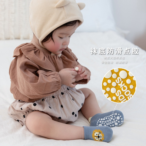 Best-selling 3D cartoon low-top floor socks for newborns, children, babies, trampoline socks with large back heel and glued boat socks