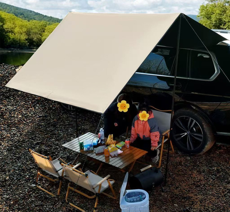 Thickened car side canopy, car rear tent, outdoor camping car awning, car side black sunscreen sunshade