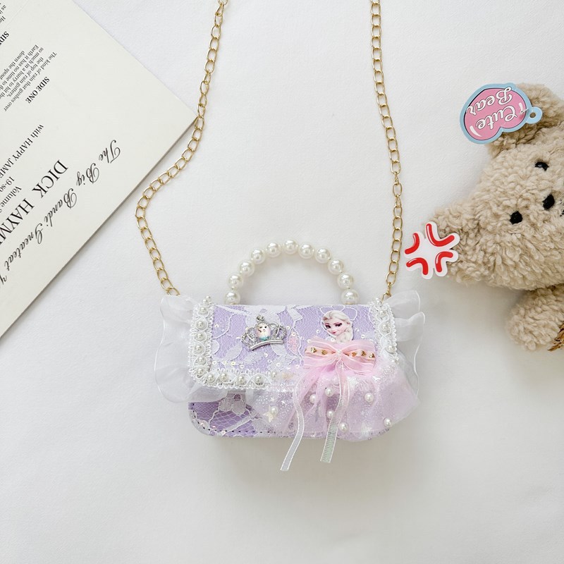 Nueva moda para niños bolso cuadrado bolso princesa de estilo extranjero bolso de cadena de flores para niñas bolso de hombro