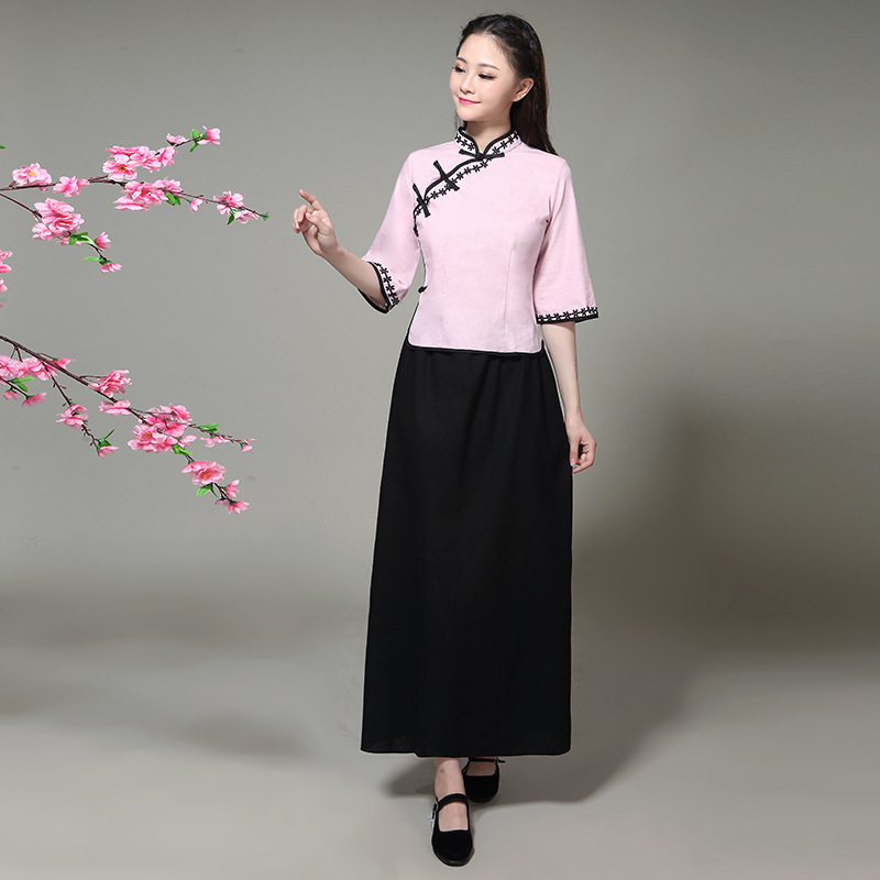 中華民国風学生服、レトロ文学漢服、綿麻、5月4日若者卒業シーズンクラス制服、合唱ドラマパフォーマンス服|undefined
