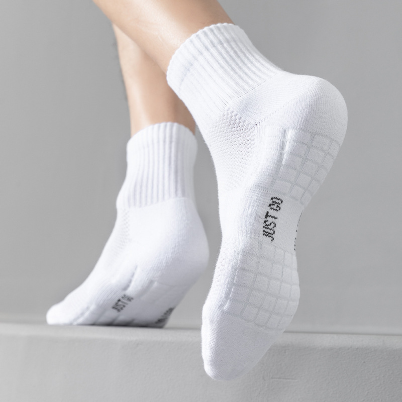 Calcetines transfronterizos Calcetines deportivos para jóvenes que absorben el sudor y desodorantes Calcetines de fondo de toalla de amortiguación transpirables de malla fina de verano