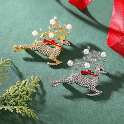 Retro reversspeld in Europese en Amerikaanse stijl met kleine elandkop, accessoire voor herenjassen, kraagspeld, damesbroche met cartoonmotief en luxe strasssteentjes._voghion.com