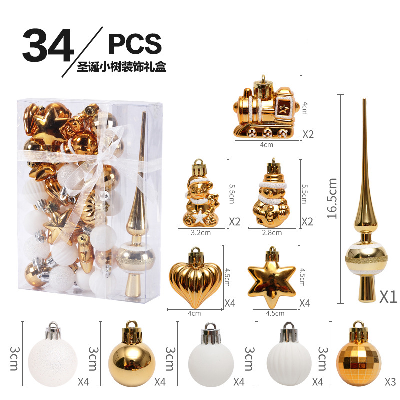 Transfronteriza nuevas decoraciones de Navidad 34 sets pintados bola de Navidad traje bolsa de regalo mini árbol de Navidad colgante