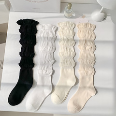 小腿襪女日系甜美多層花邊泡泡襪ins夏天薄款少女風白色jk長筒襪