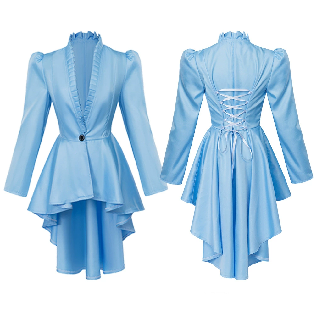 стимпанк-платье (Renaissance Clothing) женское готическое викторианское длинное переднее - высокий низ, оборочный воротник