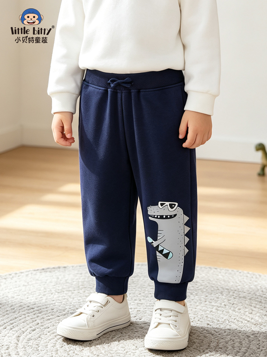 Autumn 2026 children's sports pants with stylish animal prints, toddler jogger pants, toddler cuffed long pants, sweatpants