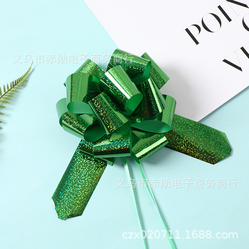 50 regalo de Navidad bola decorativa flor metálico bola láser tipo mano tire flor fiesta de cumpleaños boda decoración del coche cinta