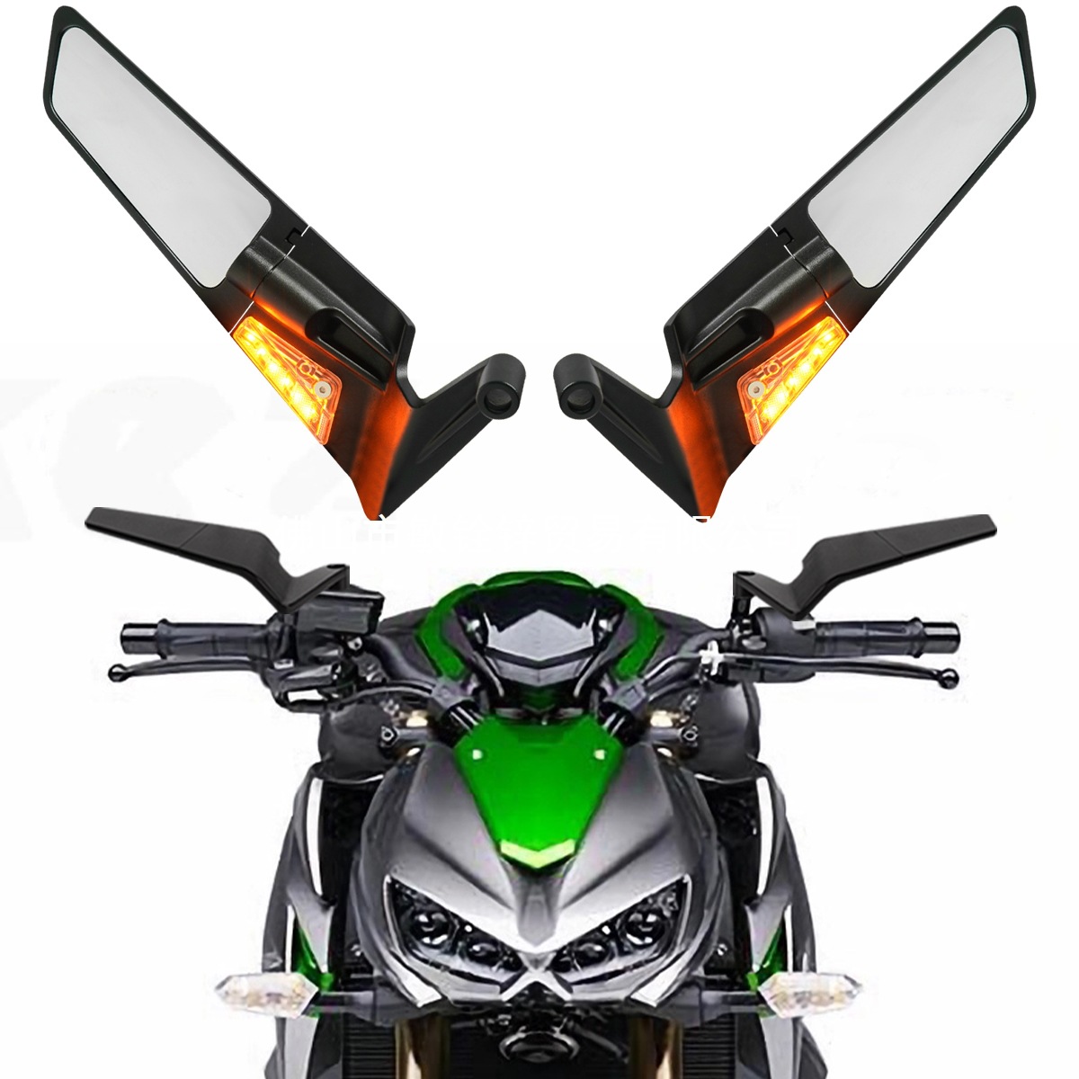 Espejo retrovisor de motocicleta con luz de dirección para Kawasaki Z1000 Z900 Z800 Z750 Z650 Z400
