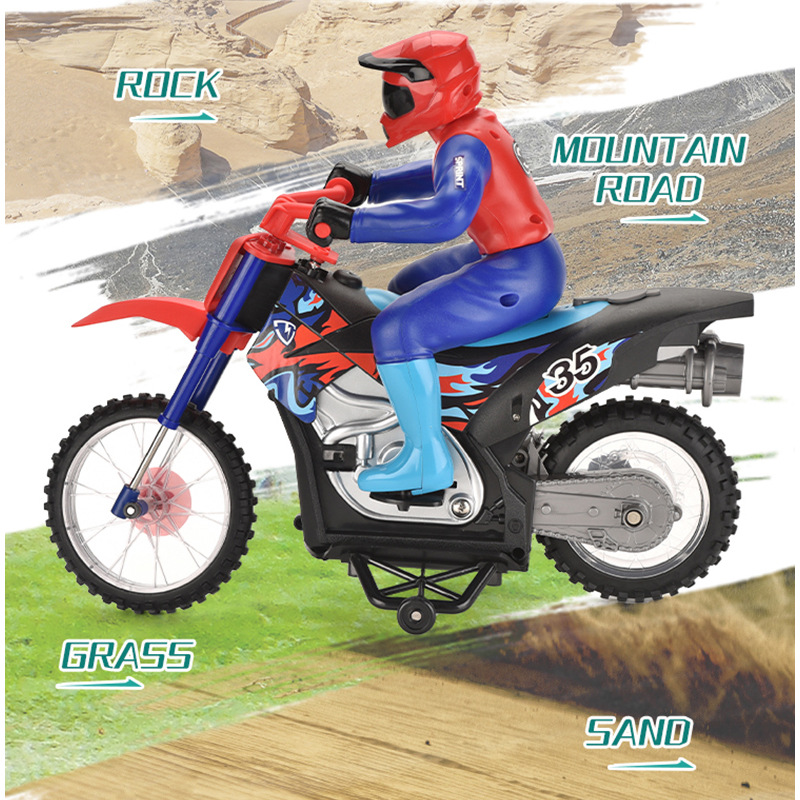2.4G Motorcycle Stunt Spray Light Rechargeable Boys Remote Control Car Model Children's Toy_voghion.com