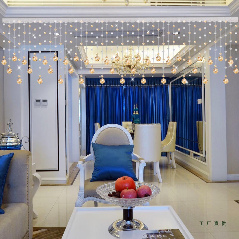 Bead Curtain Crystal Partition Curtain Living Room Hanging Curtain Door Curtain Bead Decoration Pendant Beaded Chain Bathroom Punch-Free New Style