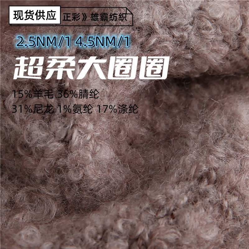 2.5NM 4.5NM超柔大圈圈纱15%羊毛混纺纱针织手工帽子羊毛衫花式纱
