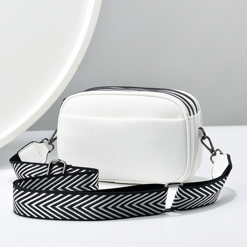 Trendy women's bags 2024 new solid color versatile PU crossbody bag small bag women's wide shoulder strap shoulder bag small square bag