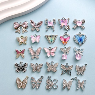 Popular Butterfly Alloy Diamond Oil Painting Style DIY Jewelry Accessories Material Necklace Manicure Bracelet Color Retention