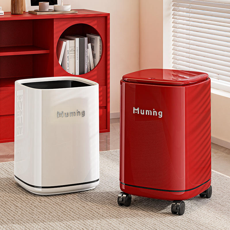 Luxury-style swivel-wheel trash can for home use in the living room, large capacity with lid, double-bin, movable, high-appearance paper basket for the kitchen Luxury-style swivel-wheel trash can for home use in the living room, large capacity with lid, double-bin, movable, high-appearance paper basket for the kitchen