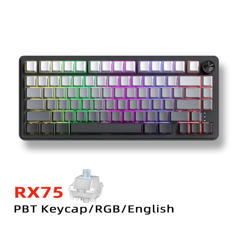 Mechanical Keyboard RX75, wireless three-mode, PBT keycaps & RGB (80-key compact)