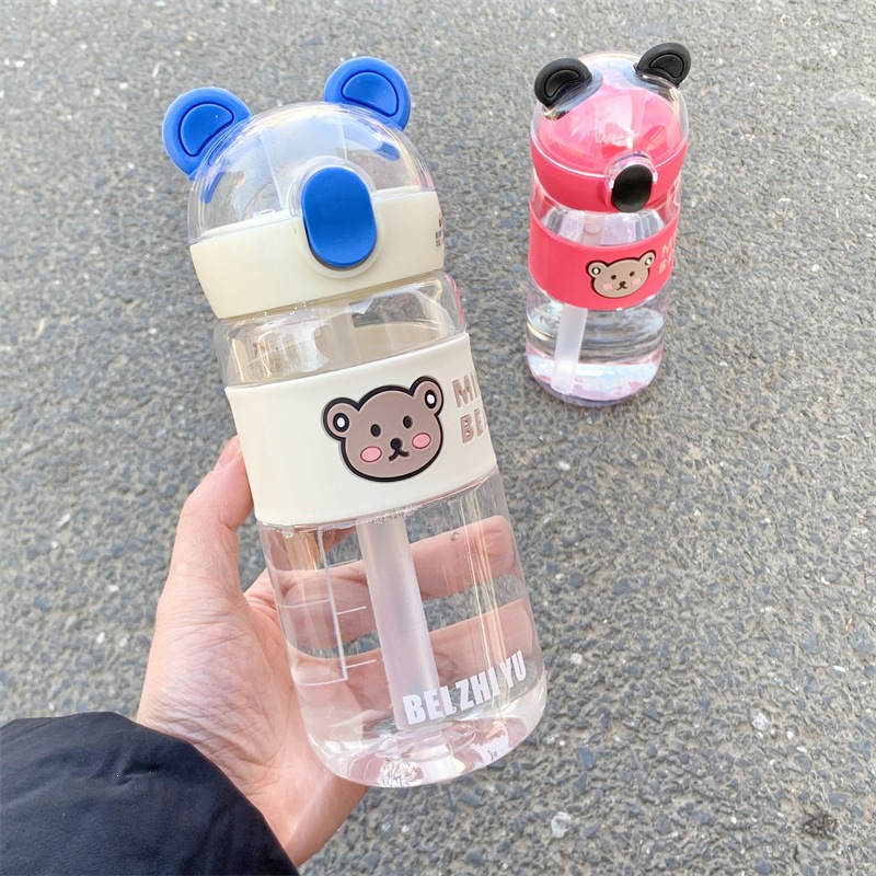 Niños de verano hervidor taza de paja nueva taza portátil oso beber cuerda dibujos animados nueva taza de agua adorable popularidad en línea