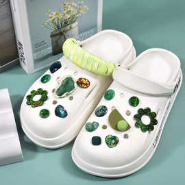 铂佳新款美潮洞洞鞋diy鞋花配饰扣cross适配孔雀绿玛瑙松花石鞋扣