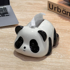 クリエイティブでかわいいパンダのティッシュボックス、リビングルームやコーヒーテーブル用の装飾品、高価値の紙のティッシュボックス、漫画のセラミックのティッシュボックス