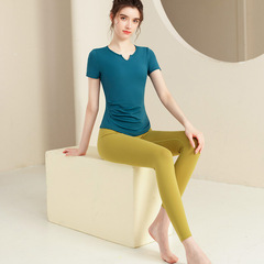 瑜伽服女上衣2023夏季運動短袖時尚簡約透氣專業訓練健身服可外穿