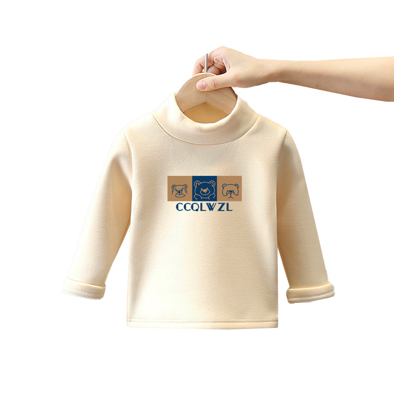 Fábrica al por mayor ropa para niños bebé otoño e invierno cálido de manga larga Camiseta ropa interior ropa de otoño ropa para niños De terciopelo medio cuello alto camisa de fondo image 6