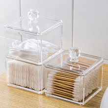 透明亞克力化妝棉盒 單層帶蓋首飾盒水晶化妝品盒 塑料棉簽收納盒