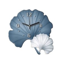 银杏叶带钟表挂墙餐厅装饰画简约客厅挂钟创意电视沙发背景墙时钟