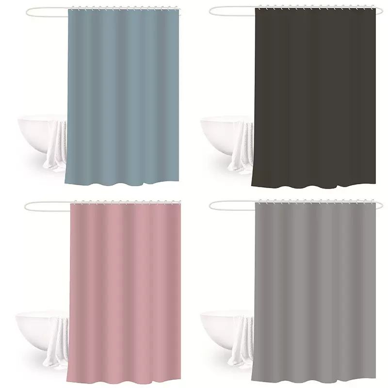 厂家现货批发纯色的peva浴帘防水加厚浴室卫生间浴帐免打孔送挂钩