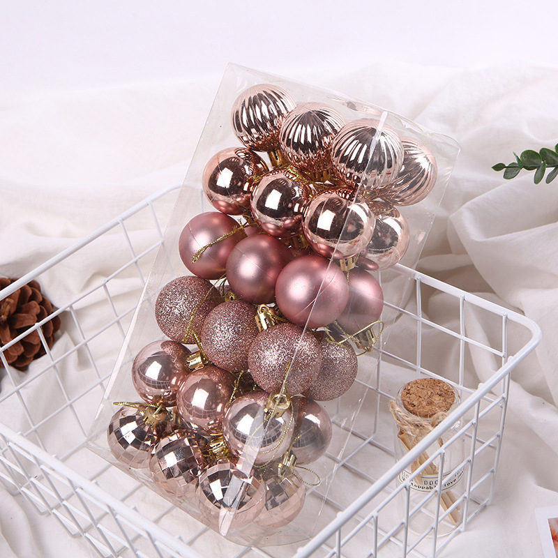 Bolas galvanizadas de plástico 4cm36pcs mini colgante de Navidad artículos navideños coloridos bolas de decoración accesorios de día de San Valentín