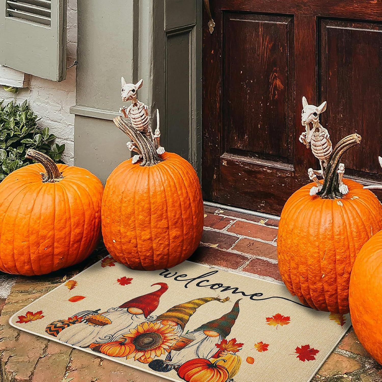 Halloween otoño calabaza alfombra de suelo en la puerta alfombra de lino alfombra de decoración textil al por mayor alfombra de pies