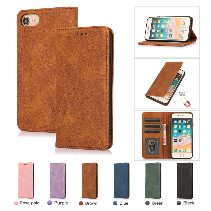 For Apple iphone7 Strong Magnetic Phone Case 8Plus Japanese and Korean-style Flip Phone Case XR Drop-resistant Protective Case