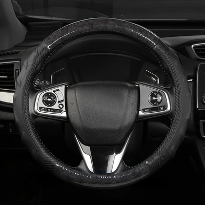 New Model Peach Wood Grain Steering: Steering wheel cover - black-38cm