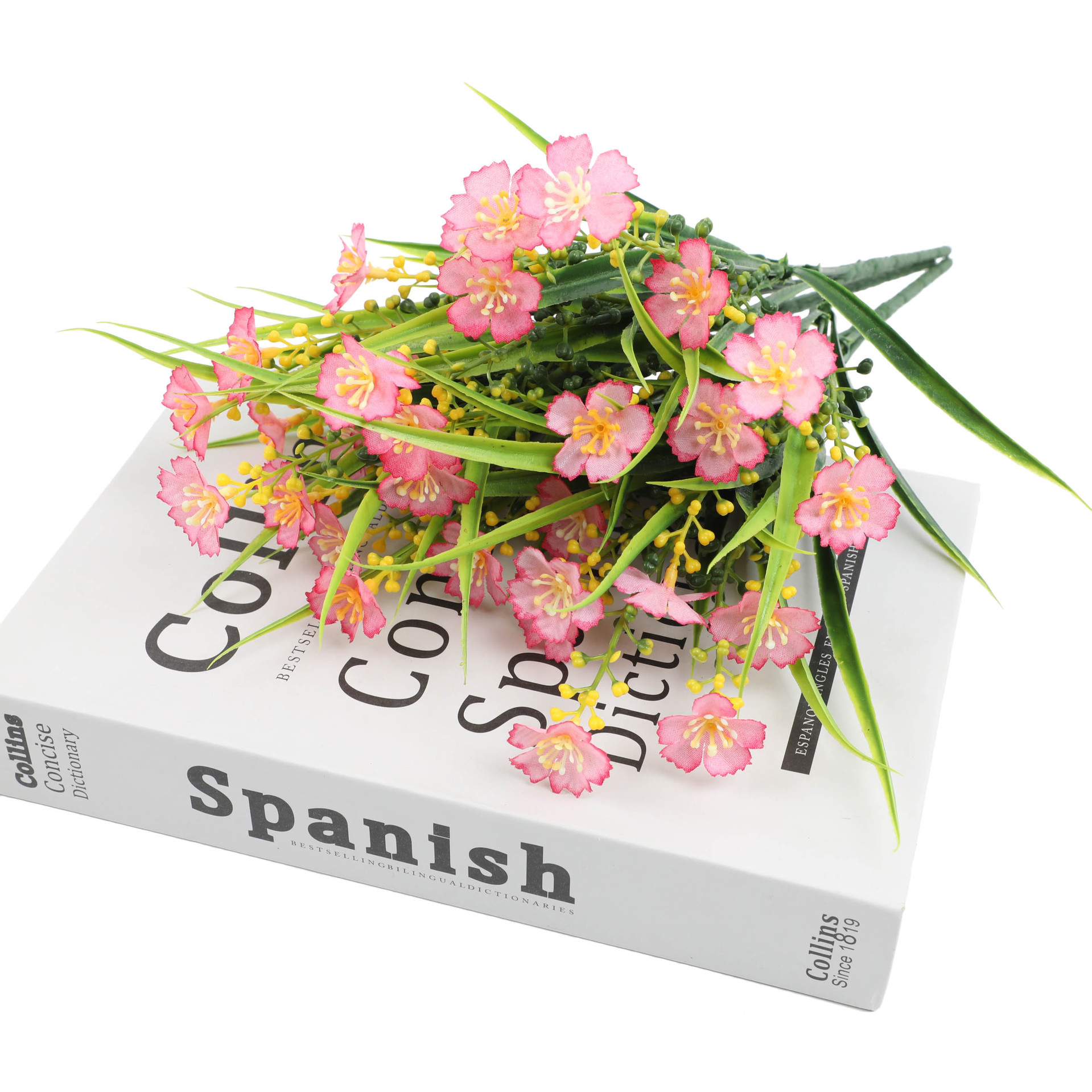 Simulación de plantas acuáticas plástico hierba de primavera flor violeta serigrafía hierba de primavera de cinco cabezas pequeña margarita flor falsa accesorios decorativos al por mayor