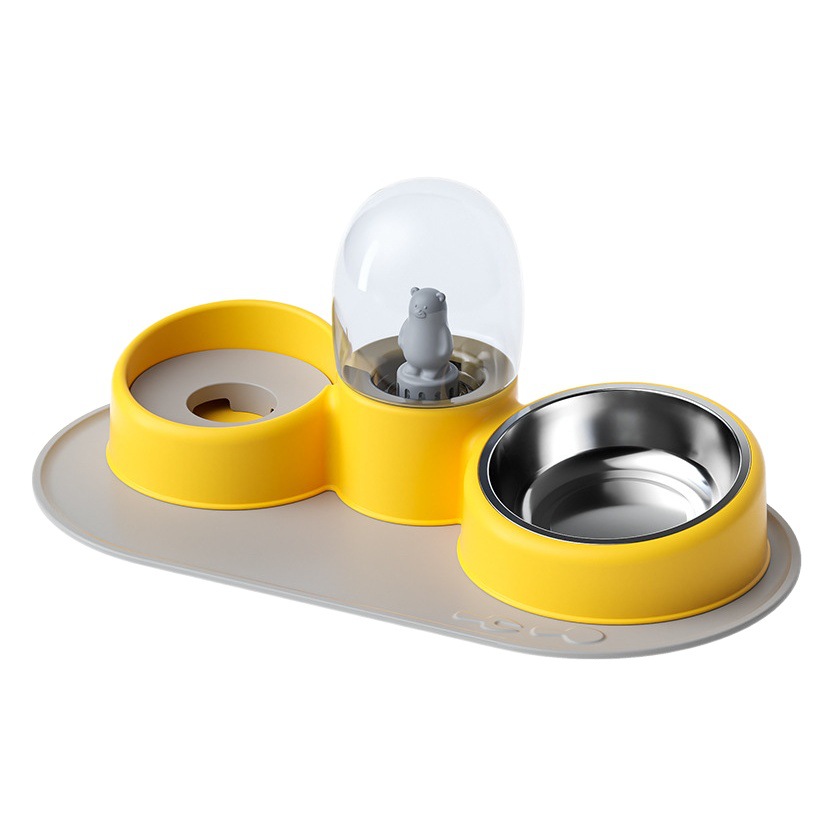 Nuevo tazón de perro de acero inoxidable de dibujos animados tazón para perros tazón de gato tazón doble tazón de fuente automática para beber tazón de fuente de agua para mascotas