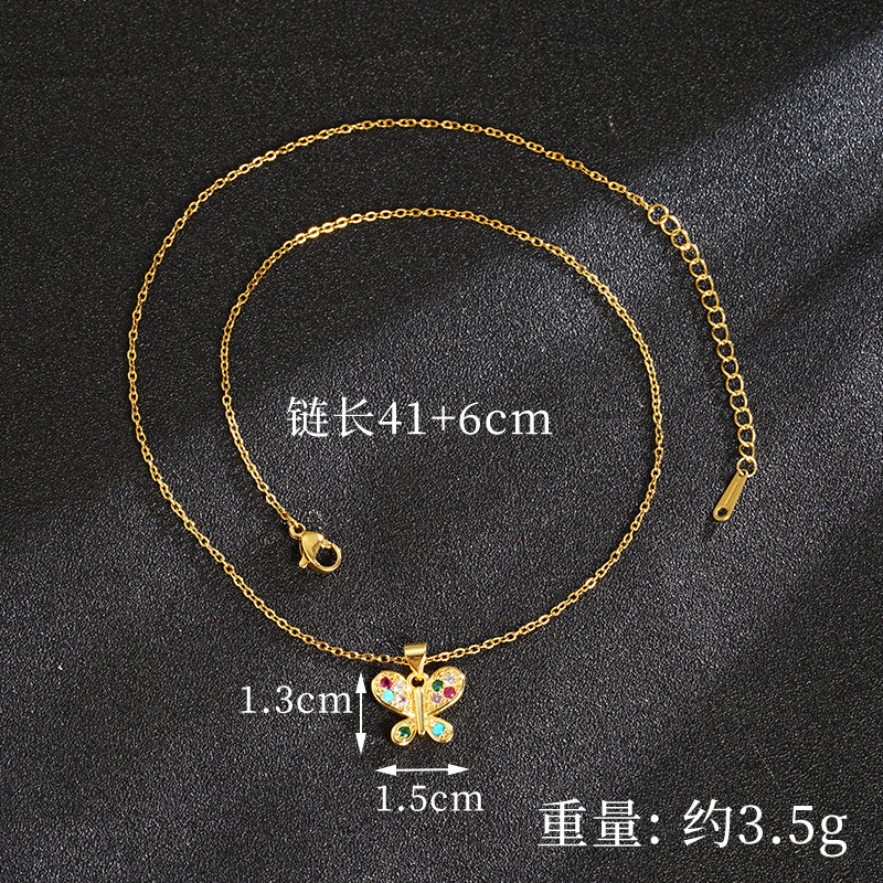 Vietnam Shajin nuevo estilo retro luz de lujo con incrustaciones de color collar de mariposa pendientes durante mucho tiempo sin decoloración joyería femenina de alta gama