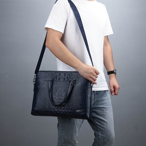 European and American men's fashion new crocodile pattern top-handle briefcase executive business laptop bag gift bag for men