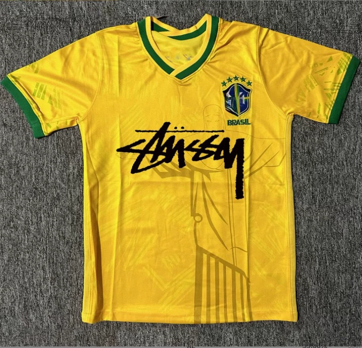 Футболка Stussy Stussy с подписью, Аргентина, Интер, Бразилия, Италия, Фламенго, короткие рукава