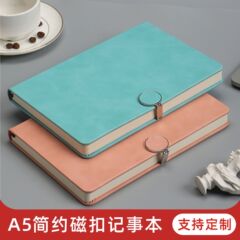 クリエイティブなA5サイズのイミテーションレザー、変色PU素材を使用したビジネス用磁気留め具付きメモ帳/会議記録帳。ロゴ印刷可能で携帯に便利。